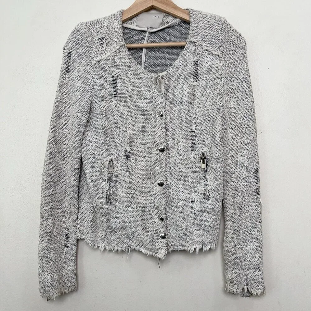 IRO Womens Size 1 Xsmall Agnete Tweed Zip Jacket - Picture 2 of 14